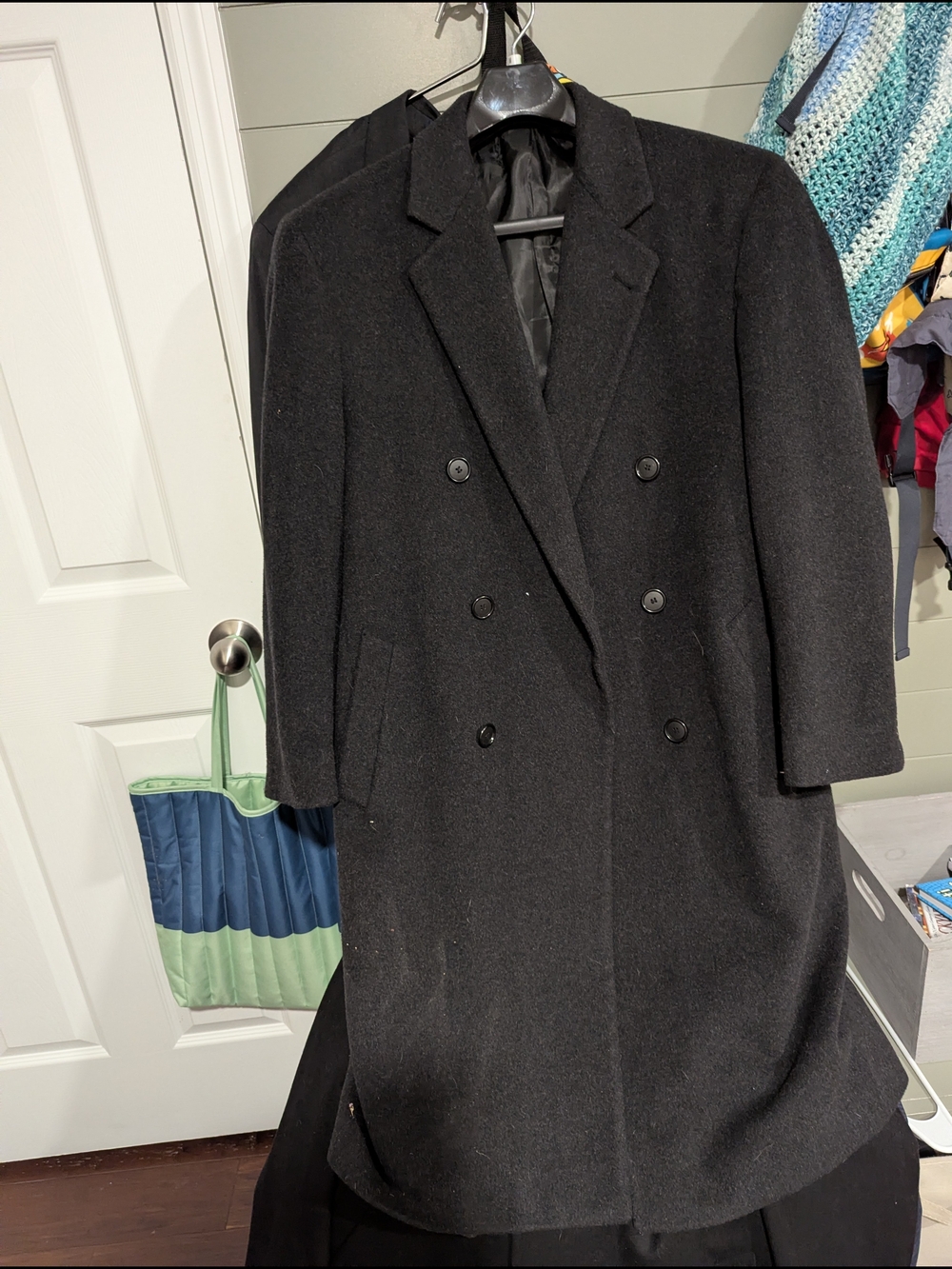 Nautica Black Double-Breasted Wool Pea Coat